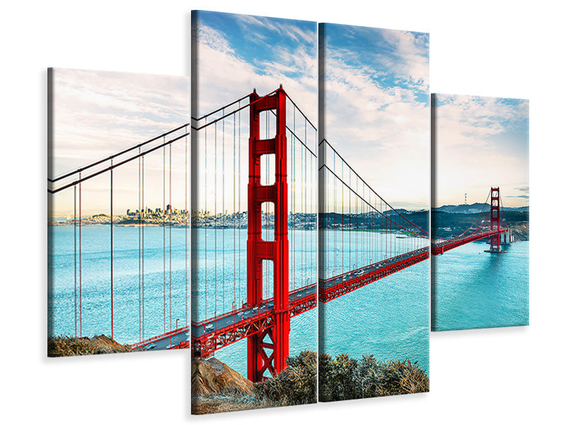 4-piece-canvas-print-red-golden-gate-bridge