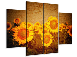 4-piece-canvas-print-retro-sunflower