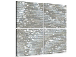 4-piece-canvas-print-stone-wall-in-gray