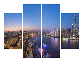 4-piece-canvas-print-the-blue-hour-in-shanghai