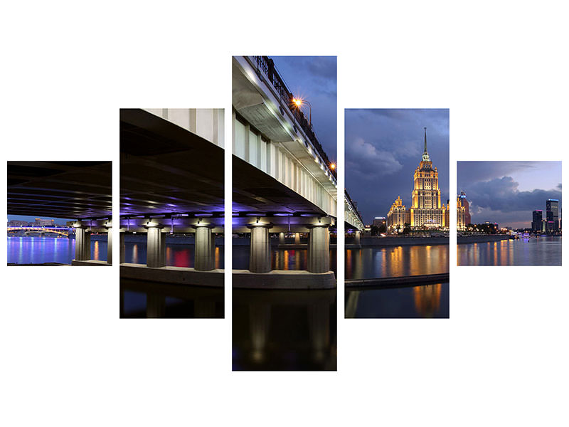 5-piece-canvas-print-bridge-at-night