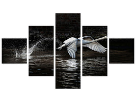 5-piece-canvas-print-flying-swan