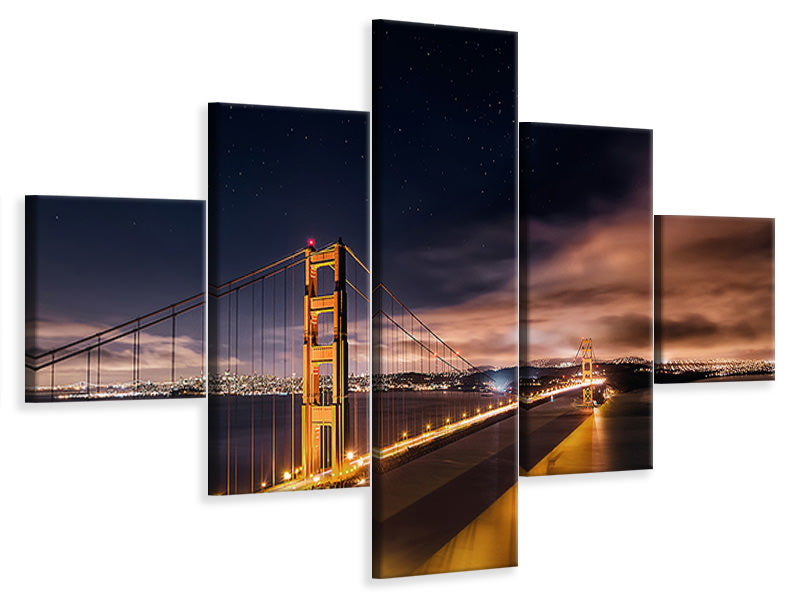 5-piece-canvas-print-golden-gate-to-stars