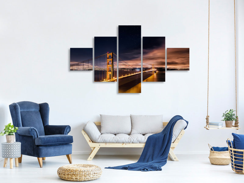 5-piece-canvas-print-golden-gate-to-stars