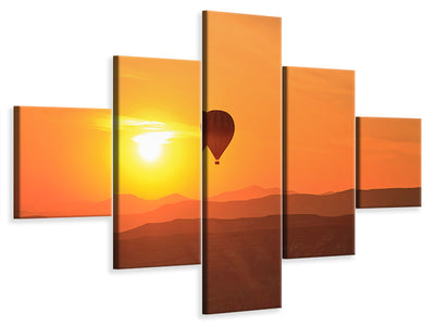 5-piece-canvas-print-hot-air-balloon-at-sunset