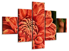 5-piece-canvas-print-painting-of-a-dahlia