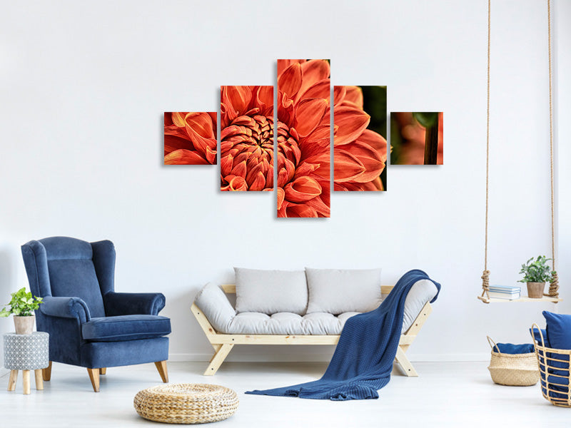 5-piece-canvas-print-painting-of-a-dahlia