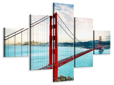 5-piece-canvas-print-red-golden-gate-bridge