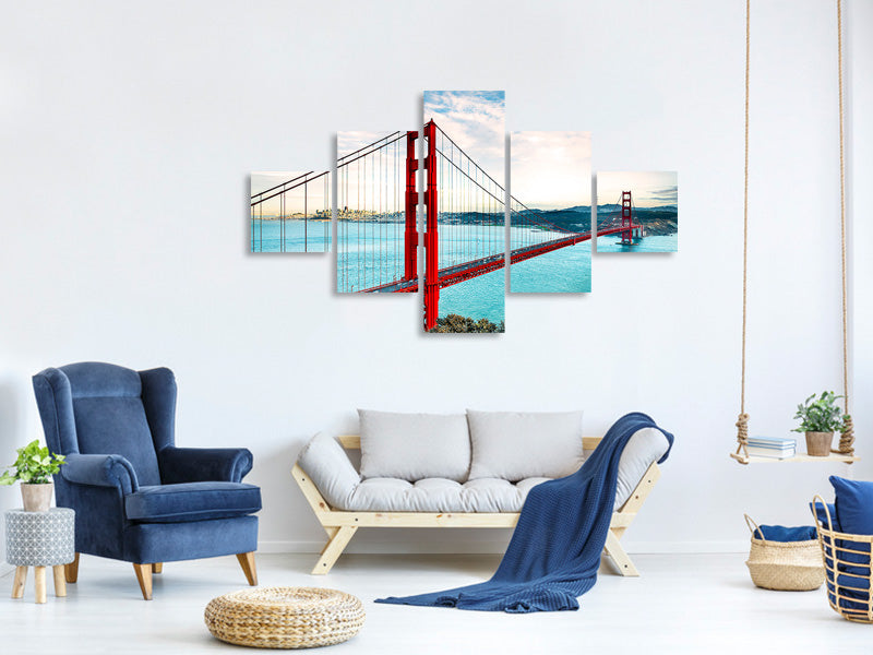 5-piece-canvas-print-red-golden-gate-bridge