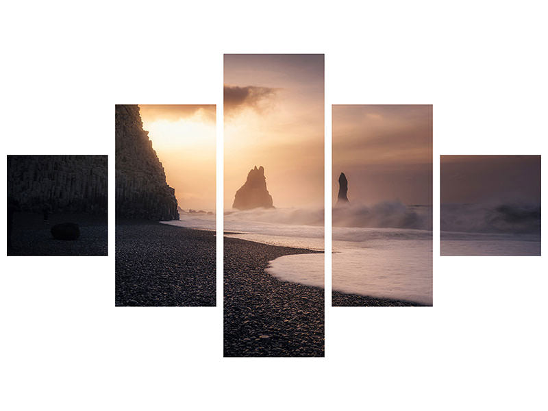 5-piece-canvas-print-reynisfjara-sunrise