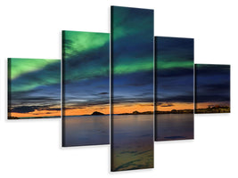 5-piece-canvas-print-sunset-at-andenes