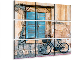 9-piece-canvas-print-old-window-and-bicycle