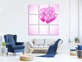 9-piece-canvas-print-pink-balloons