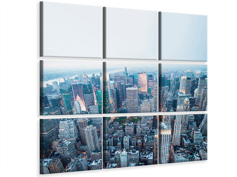 9-piece-canvas-print-skyline-manhattan-at-dusk