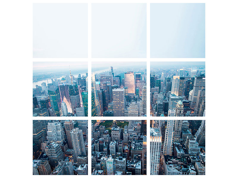 9-piece-canvas-print-skyline-manhattan-at-dusk