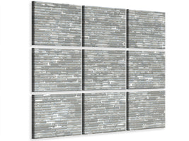 9-piece-canvas-print-stone-wall-in-gray