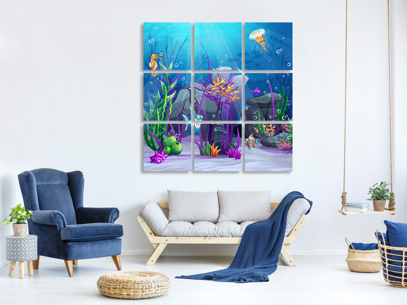 9-piece-canvas-print-underwater-treasure-hunt