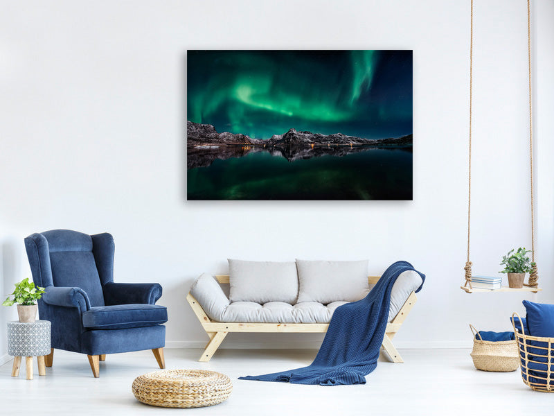 canvas-print-lofoten-aurora-reflection