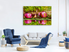 canvas-print-red-water-lily-trio