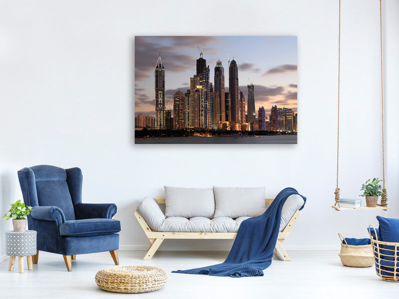 canvas-print-skyline-dubai-at-sunset