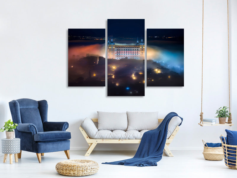 modern-3-piece-canvas-print-mystic-foggy-night-in-toledo-city