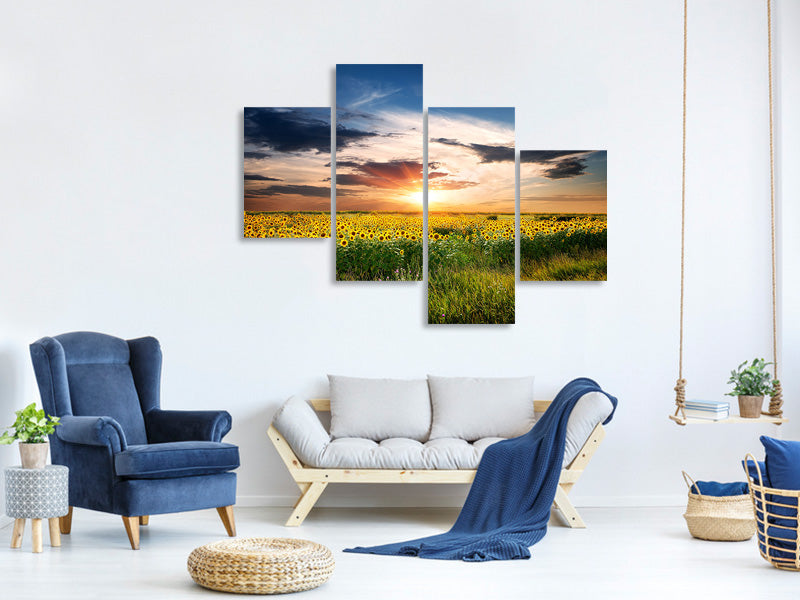 modern-4-piece-canvas-print-a-field-of-sunflowers