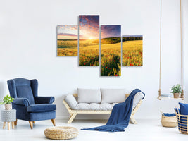 modern-4-piece-canvas-print-a-flower-field-at-sunrise