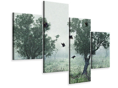 modern-4-piece-canvas-print-crows-in-the-mist