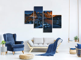modern-4-piece-canvas-print-minaret-lake-first-light