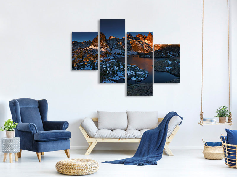 modern-4-piece-canvas-print-minaret-lake-first-light