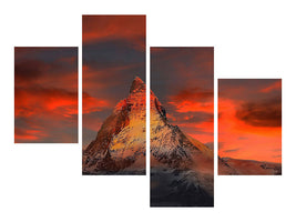 modern-4-piece-canvas-print-mountains-of-switzerland-at-sunset