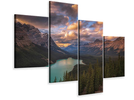 modern-4-piece-canvas-print-peyto-lake-at-dusk