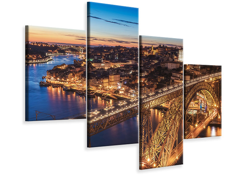 modern-4-piece-canvas-print-portugal-porto-blue-hour