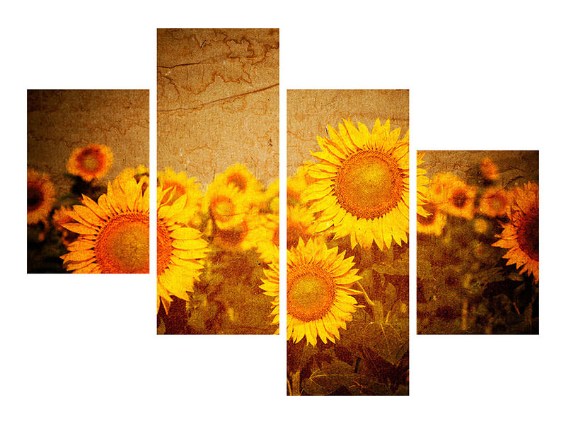 modern-4-piece-canvas-print-retro-sunflower