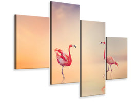 modern-4-piece-canvas-print-romantic-flamingos