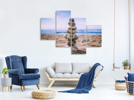 modern-4-piece-canvas-print-stone-pile-on-the-beach