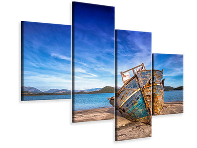 modern-4-piece-canvas-print-stranded-boat