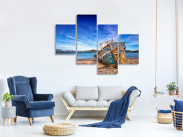 modern-4-piece-canvas-print-stranded-boat