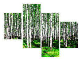 modern-4-piece-canvas-print-summerly-birch-forest