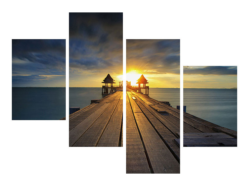 modern-4-piece-canvas-print-sunset-at-the-wooden-bridge