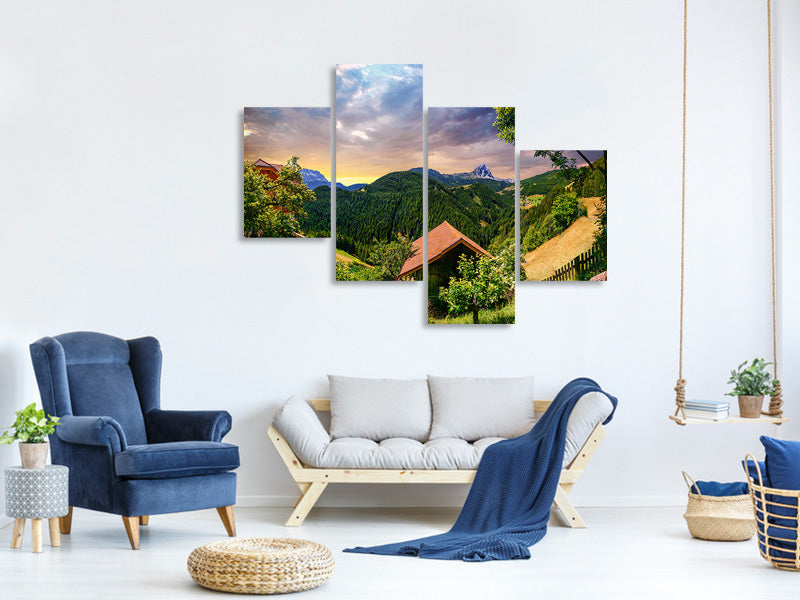 modern-4-piece-canvas-print-swiss-mountains-in-summer