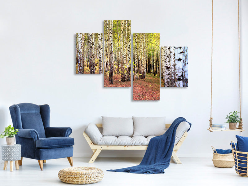 modern-4-piece-canvas-print-the-path-between-birches