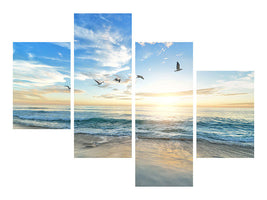 modern-4-piece-canvas-print-the-seagulls-and-the-sea-at-sunrise