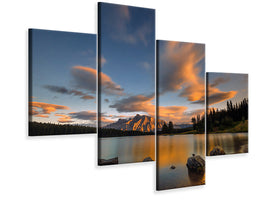 modern-4-piece-canvas-print-two-jack-lake-sunset