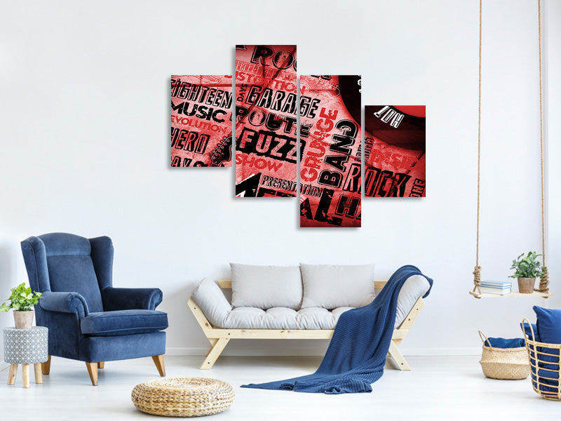 modern-4-piece-canvas-print-writings-music-grunge