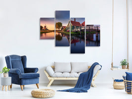 modern-4-piece-canvas-print-zaanse-schans-green-house