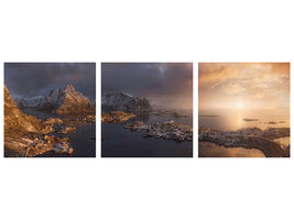 panoramic-3-piece-canvas-print-sunrise-over-reine