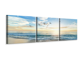 panoramic-3-piece-canvas-print-the-seagulls-and-the-sea-at-sunrise