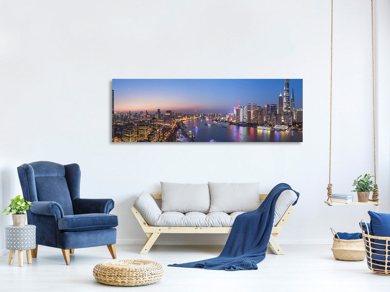 panoramic-canvas-print-the-blue-hour-in-shanghai